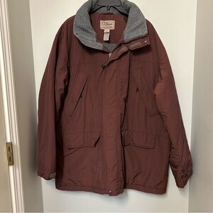 LL Bean Men's Polartec Parka Jacket Thinsulate Insulation Hooded Coat L Brown